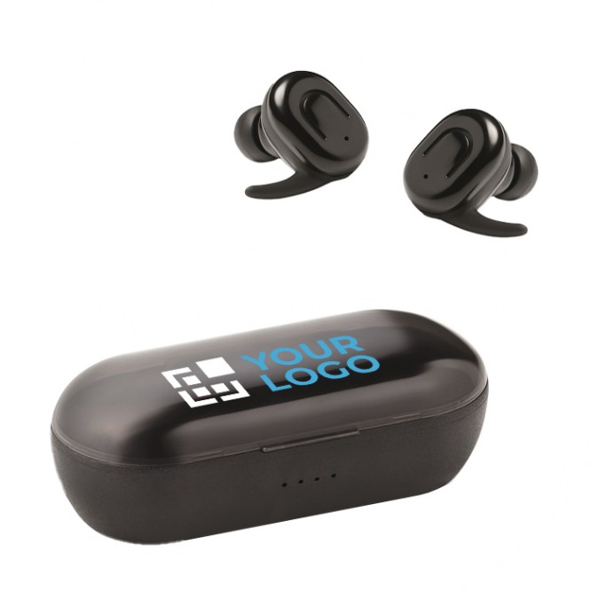 Set de 2 auriculares bluetooth con base color negro