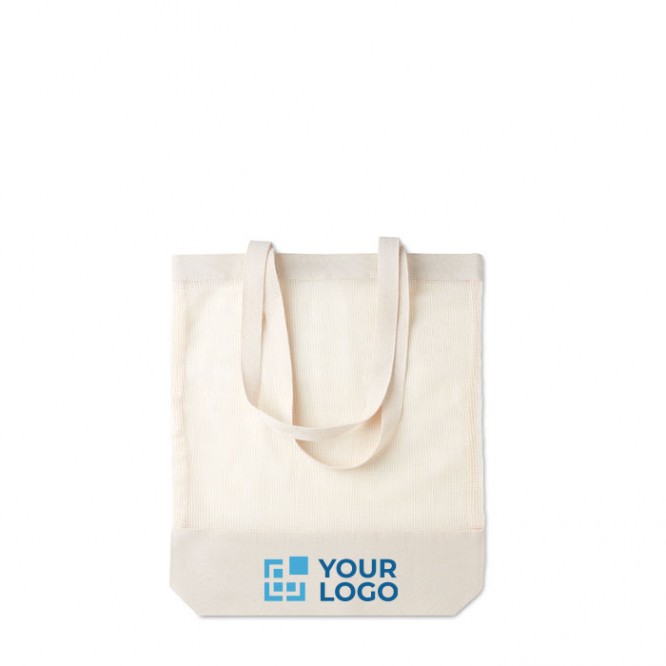 Bolsas de algodón personalizadas rejilla color beige tercera vista
