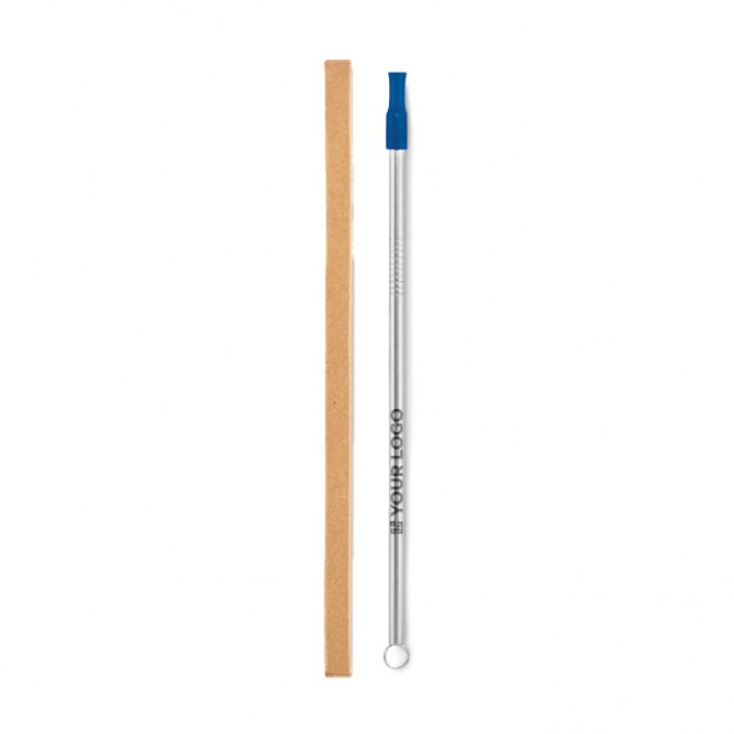 Set de pajita reutilizable con limpiador color azul real
