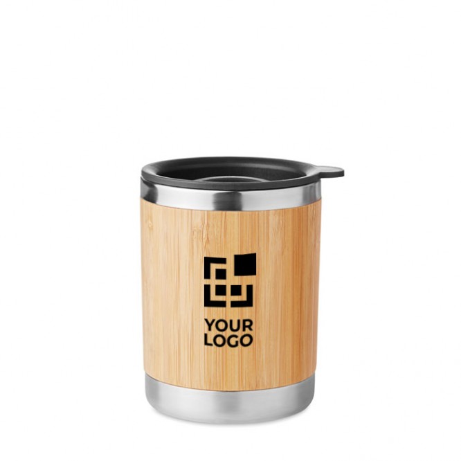 Vaso térmico con carcasa de bambú color madera