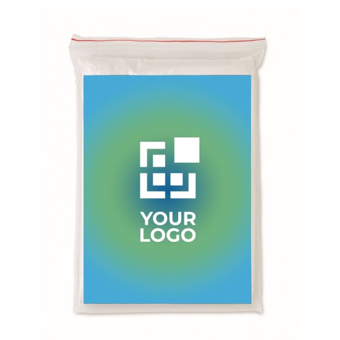 Chubasquero personalizado biodegradable color transparente cuarta vista con logo