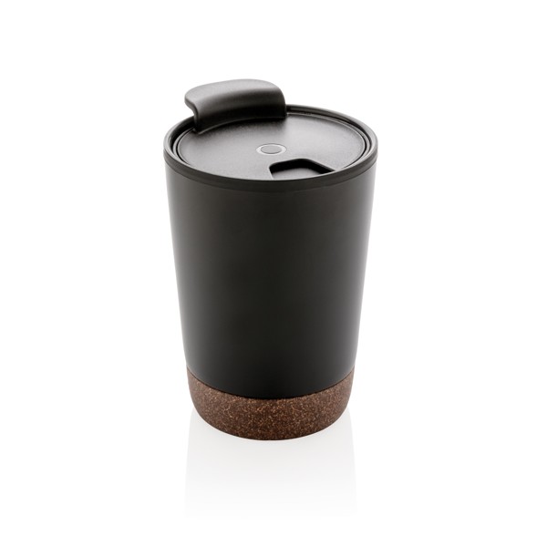 Tazas termo personalizadas base de corcho color negro