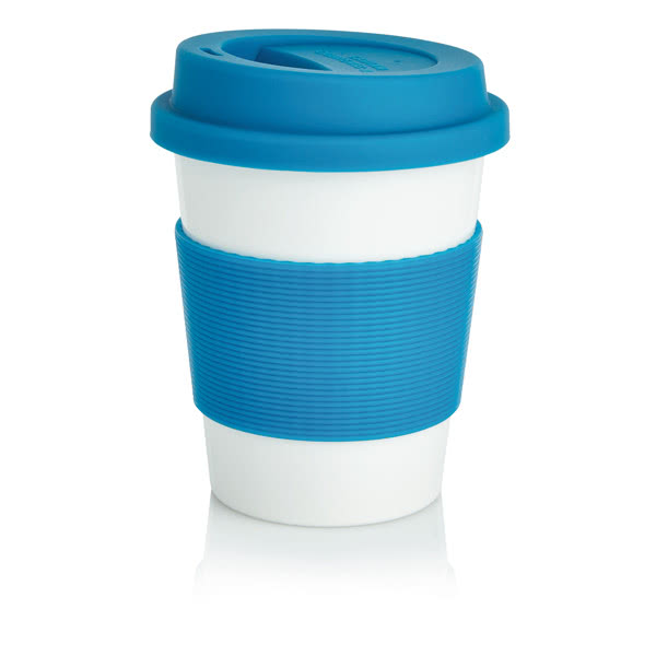 Taza con tapa para merchandising color azul