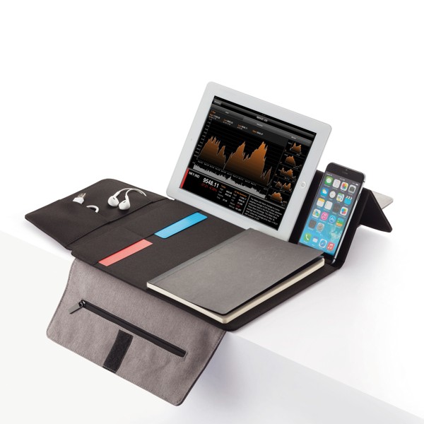 Portafolio para publicidad soporte tablet color negro/gris
