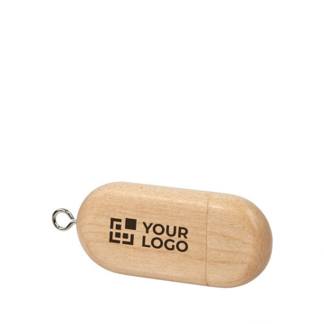 Usb de madera publicitario forma ovalada