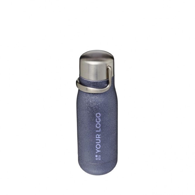 Botella pequeña de acero con caja azul