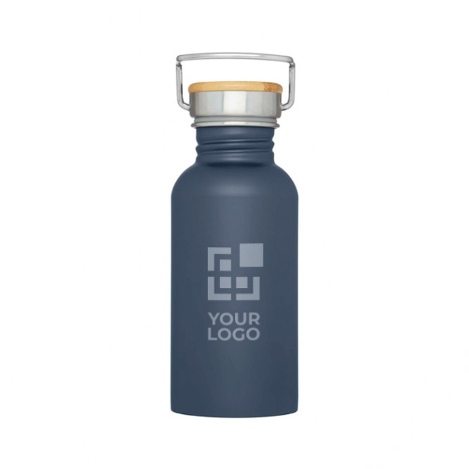 Botella de acero inoxidable de pared simple y tapa con bambú 550ml Botella de acero inoxidable de pared simple y tapa con bambú 550ml