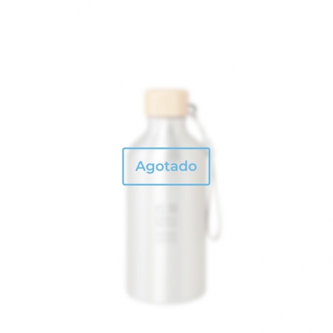 Botella de aluminio reciclado con tapa de bambú y correa 500ml - Agotado