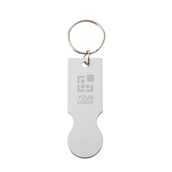 Llavero de aluminio reciclado de una pieza con moneda para carro