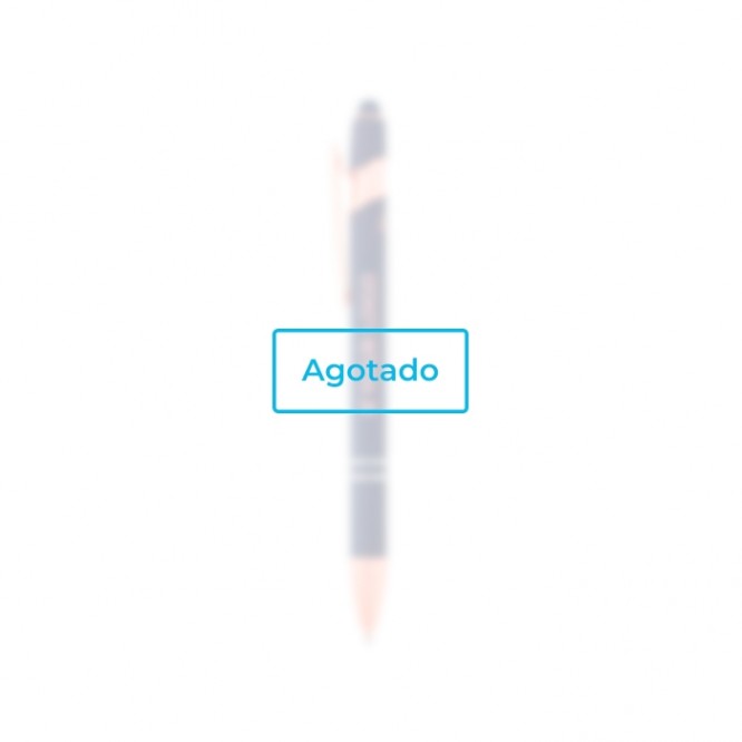 Bolígrafo de aluminio reciclado con acabado en oro rosa tinta negra vista principal - Agotado