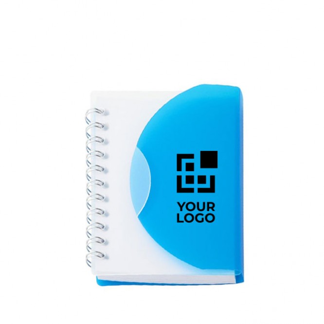 Mini libreta personalizada con cubierta plegable color azul