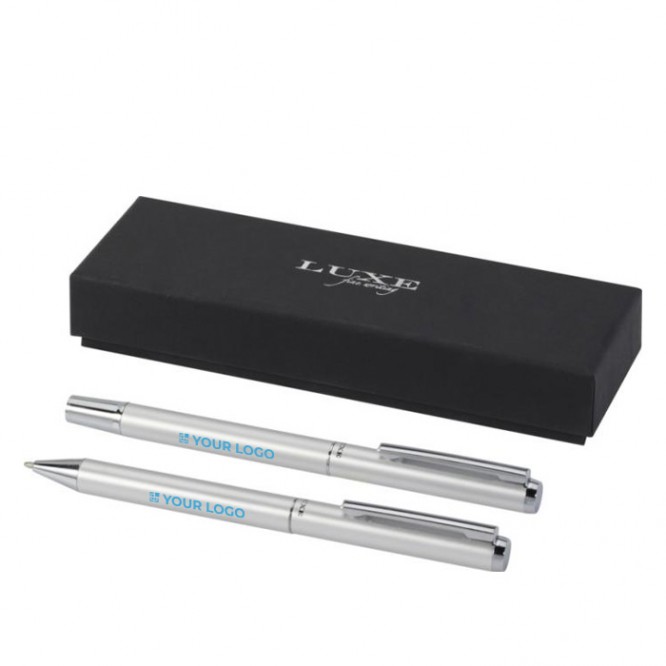 Bolígrafo y roller de aluminio con accesorios cromados tinta negra vista principal
