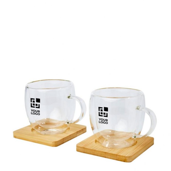 Set de dos tazas de vidrio de doble pared