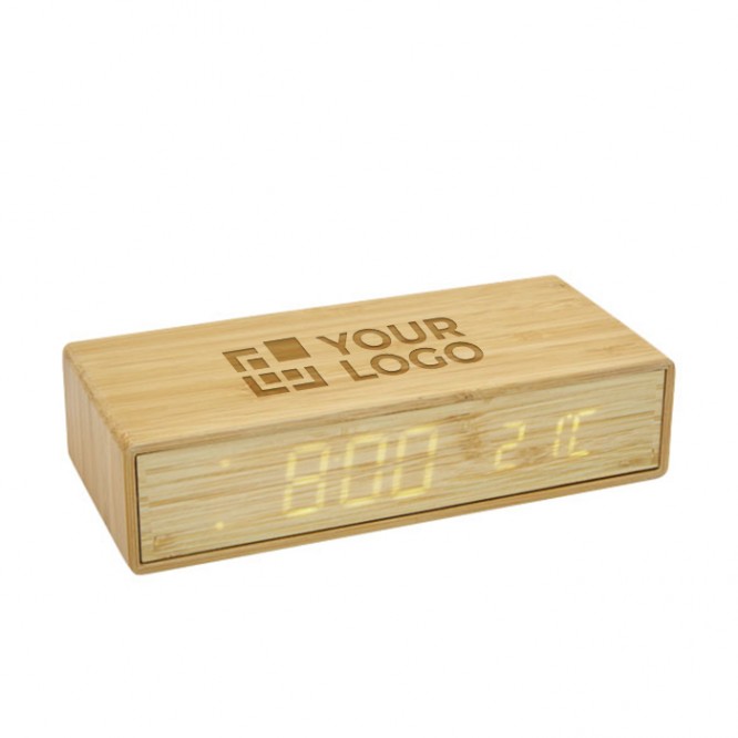 Reloj de escritorio con cargador color madera