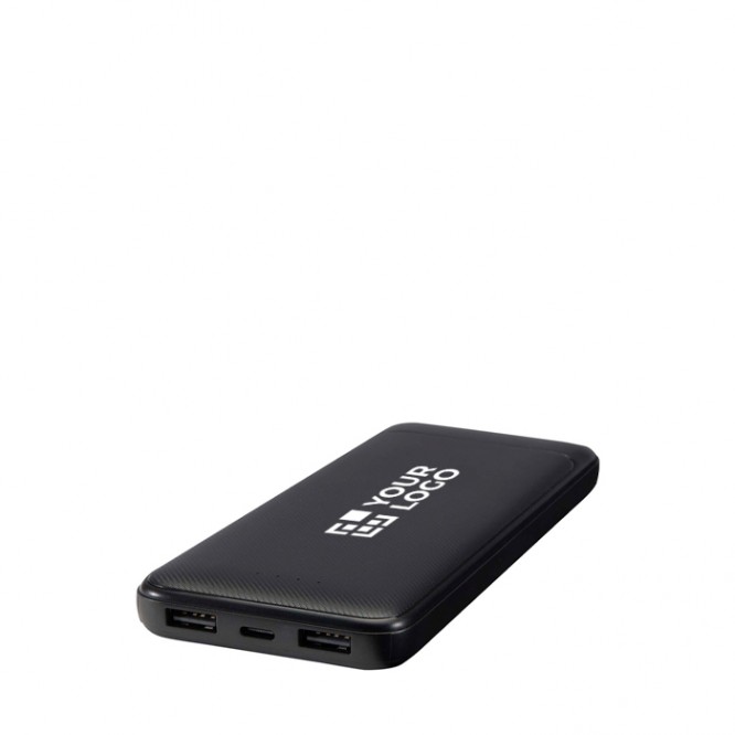 Batería externa de plástico reciclado con 2 cables 10.000 mAh Batería externa de plástico reciclado con 2 cables 10.000 mAh