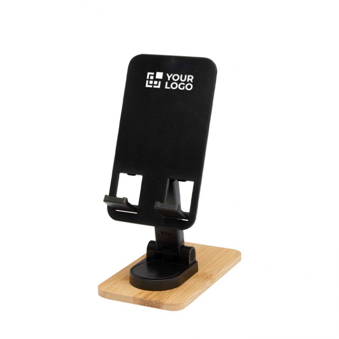 Soporte plegable para móvil para escritorio con base de bambú