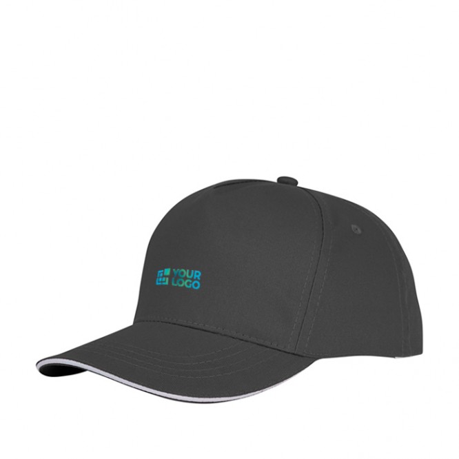 Gorra tipo sándwich de algodón con 5 paneles de 175 g/m2