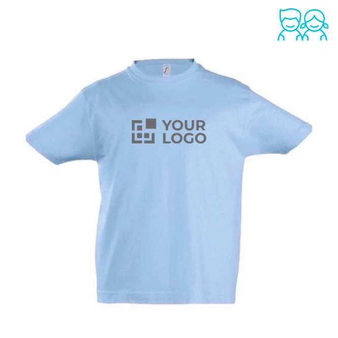 Camiseta algodón niños con logo 190 g/m2 color azul pastel