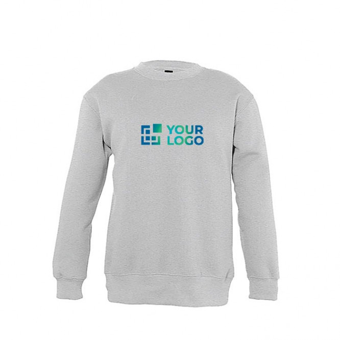 Sudadera infantil con logotipo 280 g/m2 color gris jaspeado