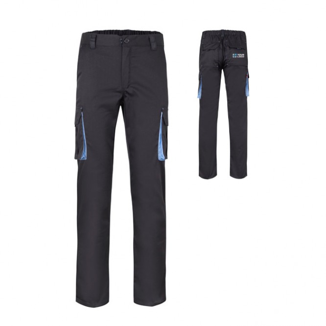 Pantalón de trabajo elástico multibolsillos en tono bicolor 240 g/m2 