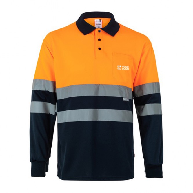 Polo bicolor de trabajo en manga larga extra grande 160 g/m2 