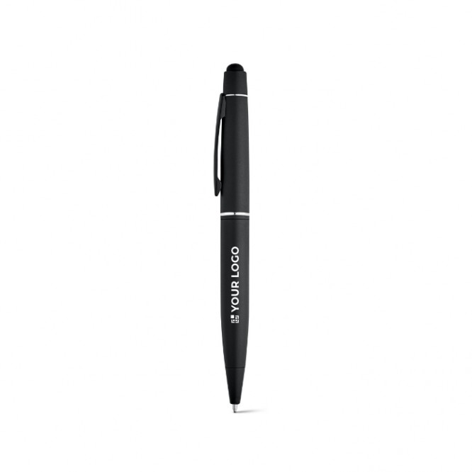 Bolígrafo táctil de aluminio con funda color negro