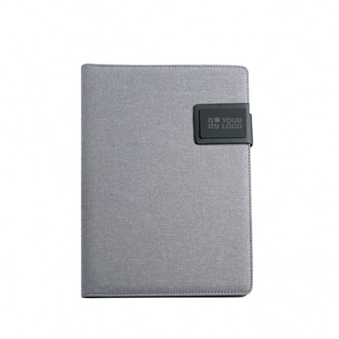 Portafolios con logo de tamaño A5 color gris vista productos