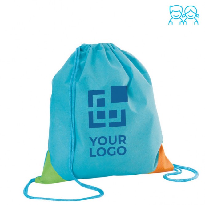 Mochila saco personalizada original para niños color azul claro