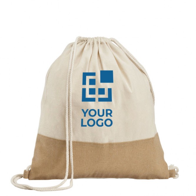 Mochila personalizada detalle de yute vista principal