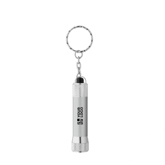 Llavero de aluminio parcialmente reciclado con linterna LED 3 posiciones