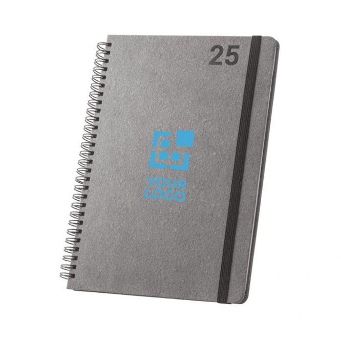 Agenda de cuero reciclado con anillas y planificación semanal B5 vista principal
