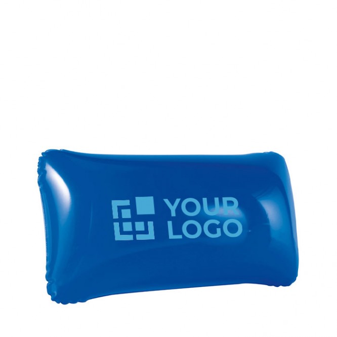 Almohada hinchable barata con logo color azul