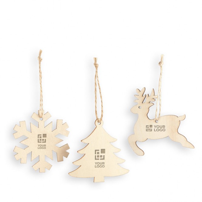 Adornos de navidad en madera para colgar color natural