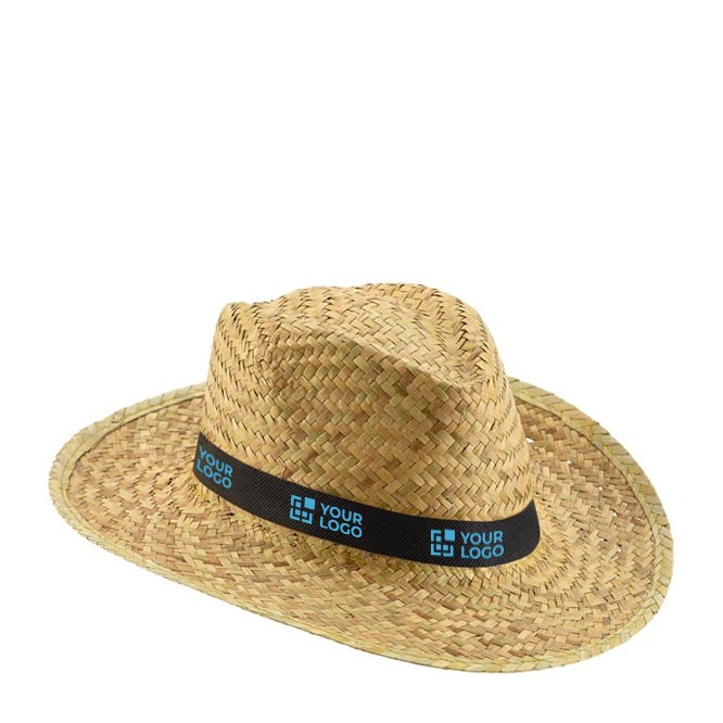 Sombrero de paja natural con cinta decorativa sublimada Sombrero de paja natural con cinta decorativa sublimada