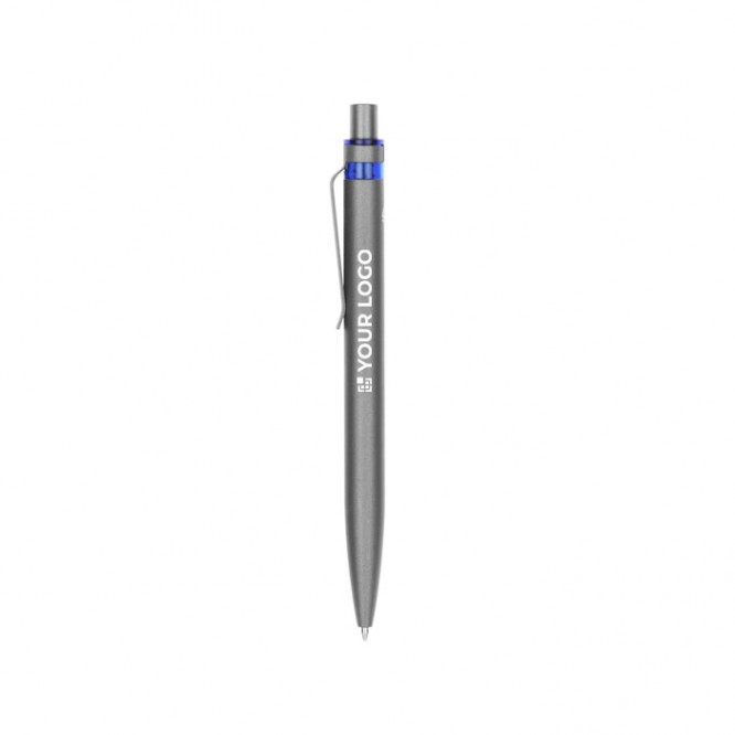Bolígrafo de aluminio reciclado con detalle a color tinta azul