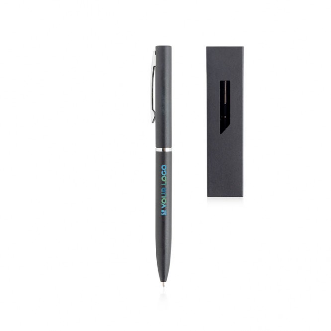 Bolígrafo lujoso de metal en colores mate con funda tinta azul