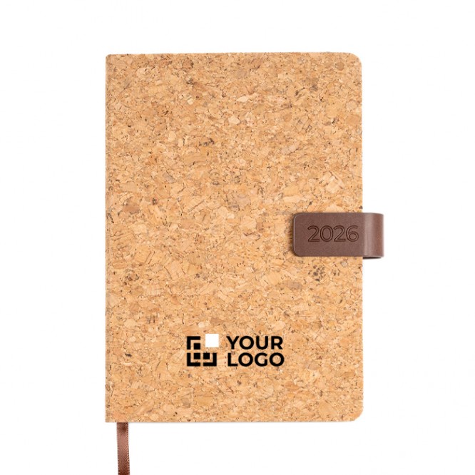 Agenda con vista diaria en español y portugués con tapa de corcho A5 Agenda con vista diaria en español y portugués con tapa de corcho A5