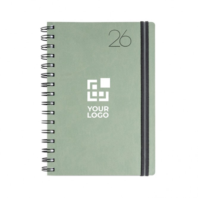 Agenda diaria en español y portugués con funda de piel PU y doble anilla A5 Agenda diaria en español y portugués con funda de piel PU y doble anilla A5