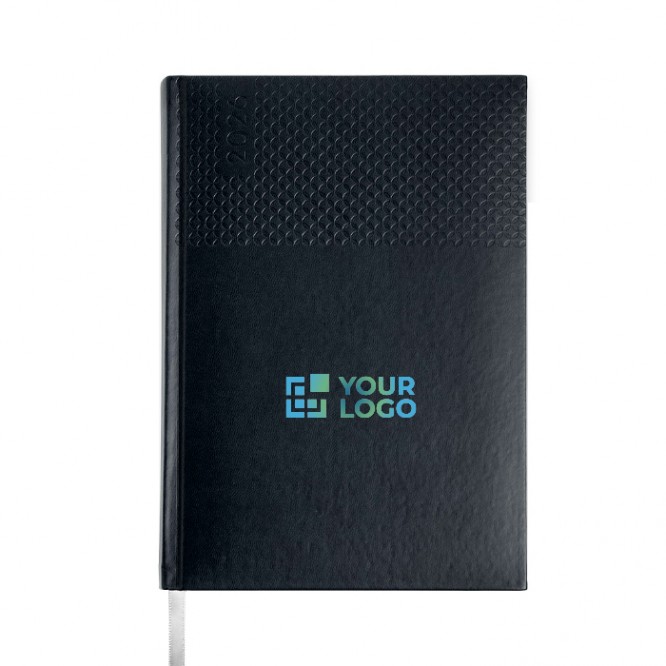 Agenda diaria con cinta plateada en español y portugués y cubierta de PU A5 Agenda diaria con cinta plateada en español y portugués y cubierta de PU A5