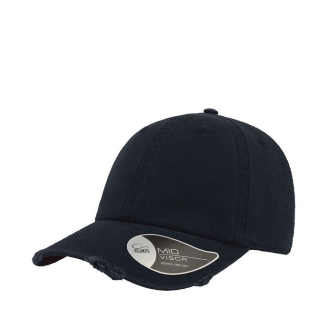 Gorra de algodón de estilo americano 90s con desgaste 280 g/m2 color azul marino vista de impresión
