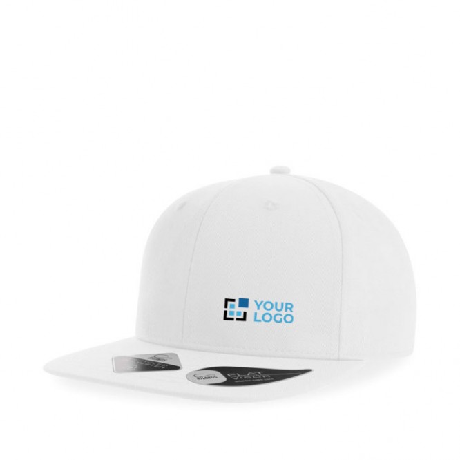 Gorra de poliéster reciclado con visera plana y 6 paneles 200 g/m2
