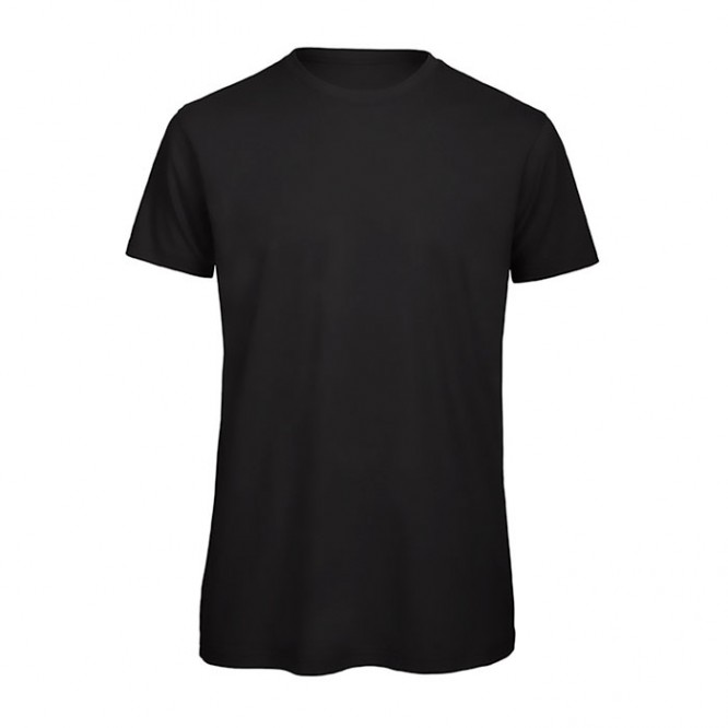 Camiseta de algodón orgánico para hombre manga corta 140 g/m2 B&C color negro vista de impresión