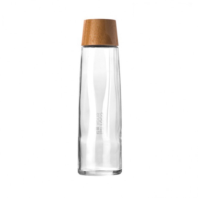 Botella de vidrio sostenible premium con tapa de bambú 750ml