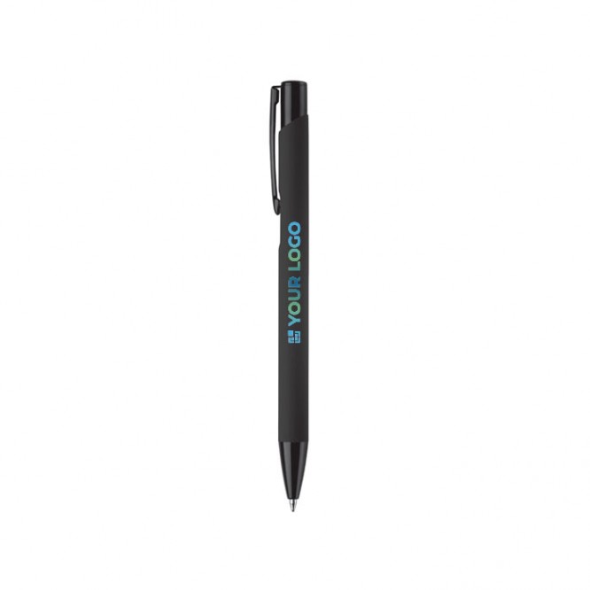 Bolígrafo de aluminio con recubrimiento de caucho en varios colores color negro/gris tercera vista