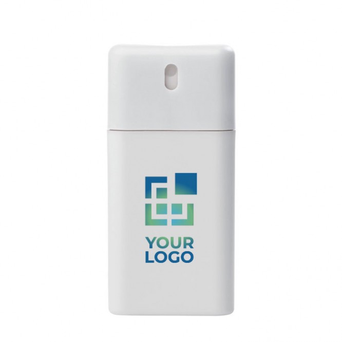 Spray antibacterial con 62% alcohol con mecanismo pulsador color blanco