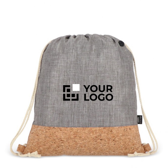 Mochila de cuerdas de RPET con base de corcho y capacidad de 10kg vista principal