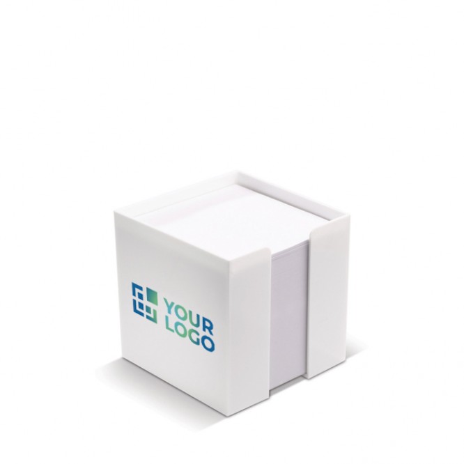 Cubo de 800 hojas blancas para notas en caja de plástico 10x10x10cm