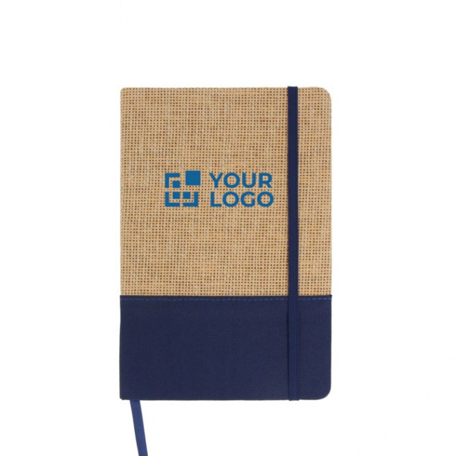 Libreta de yute y RPET con detalle a color en la base y separador a juego