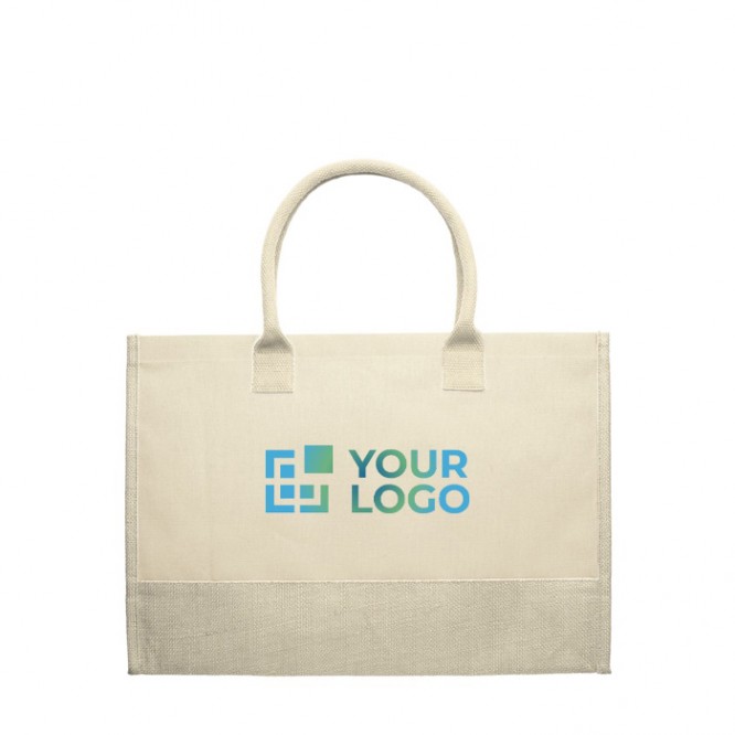 Bolsa de yute con asas cortas de algodón con capacidad de 8 kg