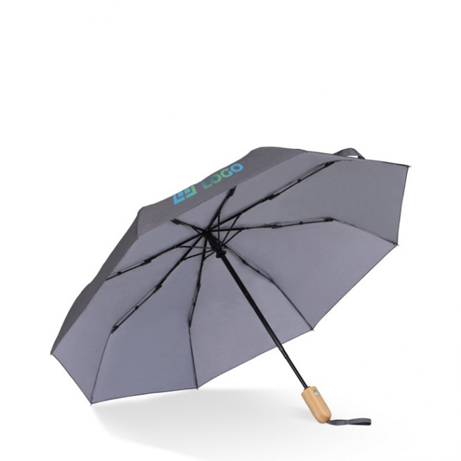 Paraguas plegable de RPET con mango de madera Ø94